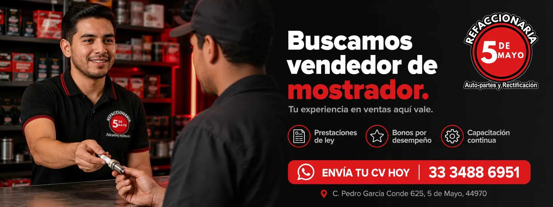 Vacante vendedor de mostrador